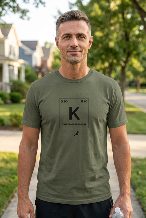 Camiseta K en Military Green con modelo adulto